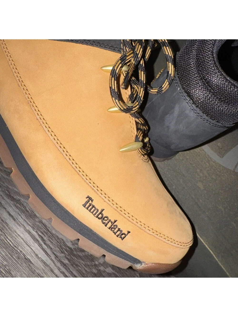 Timberland Euro Sprint Mid Hiker Boots Mens Size 13 Wheat Black EUC Box